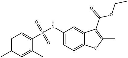 ethyl 5-{[(2,4-dimethylphenyl)sulfonyl]amino}-2-methyl-1-benzofuran-3-carboxylate Struktur