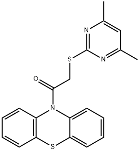 10-{[(4,6-dimethyl-2-pyrimidinyl)sulfanyl]acetyl}-10H-phenothiazine Struktur