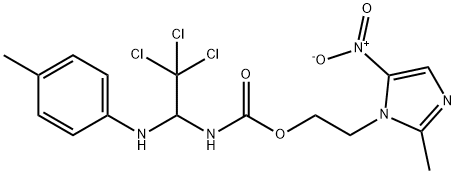 2-{5-nitro-2-methyl-1H-imidazol-1-yl}ethyl 2,2,2-trichloro-1-(4-toluidino)ethylcarbamate Struktur