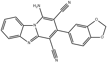 1-amino-3-(1,3-benzodioxol-5-yl)pyrido[1,2-a]benzimidazole-2,4-dicarbonitrile Struktur