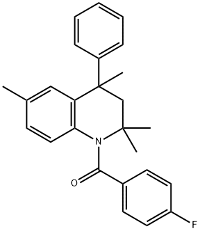 1-(4-fluorobenzoyl)-2,2,4,6-tetramethyl-4-phenyl-1,2,3,4-tetrahydroquinoline Struktur