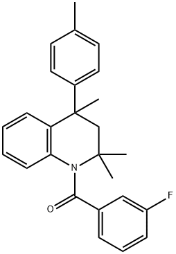 1-(3-fluorobenzoyl)-2,2,4-trimethyl-4-(4-methylphenyl)-1,2,3,4-tetrahydroquinoline Struktur