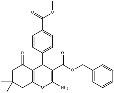 benzyl 2-amino-4-[4-(methoxycarbonyl)phenyl]-7,7-dimethyl-5-oxo-5,6,7,8-tetrahydro-4H-chromene-3-carboxylate Struktur