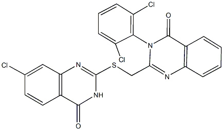 2-{[(7-chloro-4-oxo-3,4-dihydro-2-quinazolinyl)sulfanyl]methyl}-3-(2,6-dichlorophenyl)-4(3H)-quinazolinone Struktur