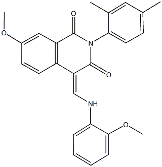 2-(2,4-dimethylphenyl)-7-methoxy-4-[(2-methoxyanilino)methylene]-1,3(2H,4H)-isoquinolinedione Struktur