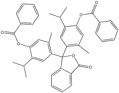 4-{1-[4-(benzoyloxy)-5-isopropyl-2-methylphenyl]-3-oxo-1,3-dihydro-2-benzofuran-1-yl}-2-isopropyl-5-methylphenyl benzoate Struktur