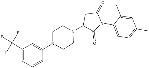 1-(2,4-dimethylphenyl)-3-{4-[3-(trifluoromethyl)phenyl]-1-piperazinyl}-2,5-pyrrolidinedione Struktur