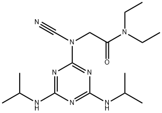 2-[[4,6-bis(isopropylamino)-1,3,5-triazin-2-yl](cyano)amino]-N,N-diethylacetamide Struktur