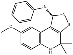 N-(8-methoxy-4,4-dimethyl-4,5-dihydro-1H-[1,2]dithiolo[3,4-c]quinolin-1-ylidene)-N-phenylamine Struktur