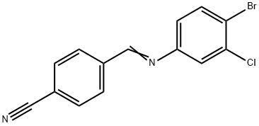 4-{[(4-bromo-3-chlorophenyl)imino]methyl}benzonitrile Struktur