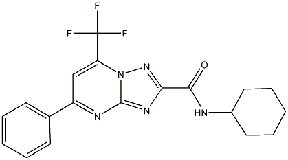 N-cyclohexyl-5-phenyl-7-(trifluoromethyl)[1,2,4]triazolo[1,5-a]pyrimidine-2-carboxamide Struktur