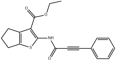 ethyl 2-[(3-phenyl-2-propynoyl)amino]-5,6-dihydro-4H-cyclopenta[b]thiophene-3-carboxylate Struktur