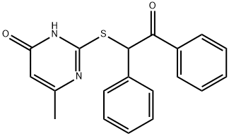 2-[(4-hydroxy-6-methyl-2-pyrimidinyl)sulfanyl]-1,2-diphenylethanone Struktur