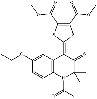 dimethyl 2-(1-acetyl-6-ethoxy-2,2-dimethyl-3-thioxo-2,3-dihydro-4(1H)-quinolinylidene)-1,3-dithiole-4,5-dicarboxylate Struktur