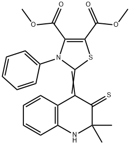 dimethyl 2-(2,2-dimethyl-3-thioxo-2,3-dihydro-4(1H)-quinolinylidene)-3-phenyl-2,3-dihydro-1,3-thiazole-4,5-dicarboxylate Struktur