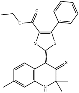 ethyl 5-phenyl-2-(2,2,7-trimethyl-3-thioxo-2,3-dihydro-4(1H)-quinolinylidene)-1,3-dithiole-4-carboxylate Struktur