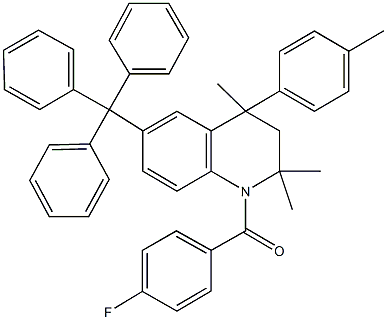 1-(4-fluorobenzoyl)-2,2,4-trimethyl-4-(4-methylphenyl)-6-trityl-1,2,3,4-tetrahydroquinoline Struktur