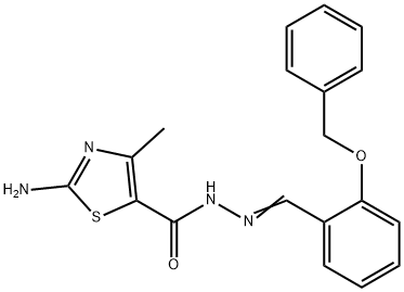 2-amino-N'-[2-(benzyloxy)benzylidene]-4-methyl-1,3-thiazole-5-carbohydrazide Struktur