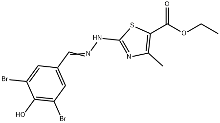 ethyl 2-[2-(3,5-dibromo-4-hydroxybenzylidene)hydrazino]-4-methyl-1,3-thiazole-5-carboxylate Struktur