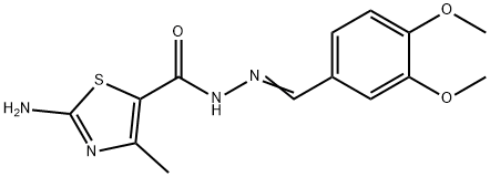 2-amino-N'-(3,4-dimethoxybenzylidene)-4-methyl-1,3-thiazole-5-carbohydrazide Struktur