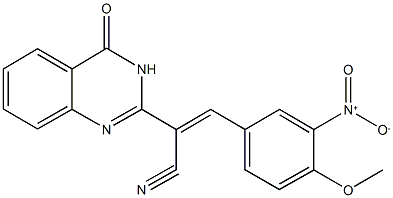 3-{3-nitro-4-methoxyphenyl}-2-(4-oxo-3,4-dihydro-2-quinazolinyl)acrylonitrile Struktur