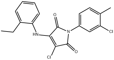 3-chloro-1-(3-chloro-4-methylphenyl)-4-(2-ethylanilino)-1H-pyrrole-2,5-dione Struktur