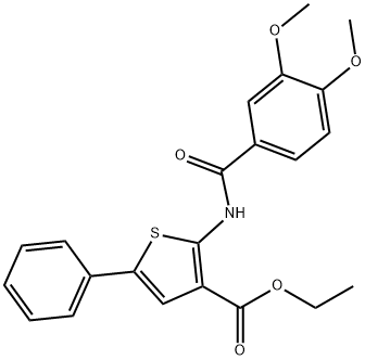 ethyl 2-[(3,4-dimethoxybenzoyl)amino]-5-phenyl-3-thiophenecarboxylate Struktur