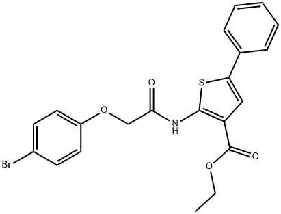 ethyl 2-{[(4-bromophenoxy)acetyl]amino}-5-phenyl-3-thiophenecarboxylate Struktur