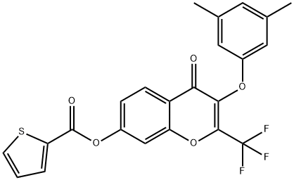 3-(3,5-dimethylphenoxy)-4-oxo-2-(trifluoromethyl)-4H-chromen-7-yl 2-thiophenecarboxylate Struktur