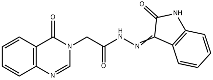 N'-(2-oxo-1,2-dihydro-3H-indol-3-ylidene)-2-(4-oxo-3(4H)-quinazolinyl)acetohydrazide Struktur