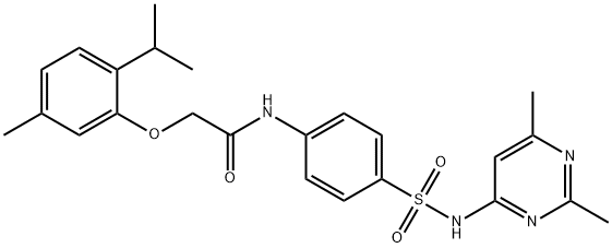 N-(4-{[(2,6-dimethyl-4-pyrimidinyl)amino]sulfonyl}phenyl)-2-(2-isopropyl-5-methylphenoxy)acetamide Struktur