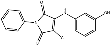 3-chloro-4-(3-hydroxyanilino)-1-phenyl-1H-pyrrole-2,5-dione Struktur