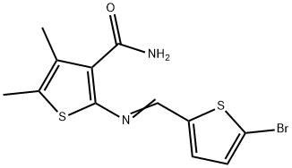 2-{[(5-bromo-2-thienyl)methylene]amino}-4,5-dimethyl-3-thiophenecarboxamide Struktur