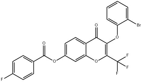 3-(2-bromophenoxy)-4-oxo-2-(trifluoromethyl)-4H-chromen-7-yl 4-fluorobenzoate Struktur