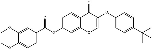 3-(4-tert-butylphenoxy)-4-oxo-4H-chromen-7-yl 3,4-dimethoxybenzoate Struktur