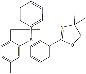 12-(4,4-dimethyl-4,5-dihydro-1,3-oxazol-2-yl)tricyclo[8.2.2.2~4,7~]hexadeca-1(12),4,6,10,13,15-hexaen-5-yl phenyl sulfide Struktur