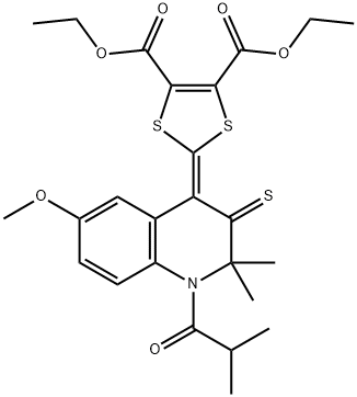 diethyl 2-(1-isobutyryl-6-methoxy-2,2-dimethyl-3-thioxo-2,3-dihydro-4(1H)-quinolinylidene)-1,3-dithiole-4,5-dicarboxylate Struktur