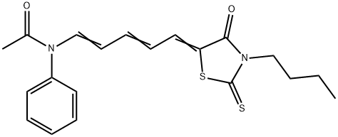 N-[5-(3-butyl-4-oxo-2-thioxo-1,3-thiazolidin-5-ylidene)-1,3-pentadienyl]-N-phenylacetamide Struktur