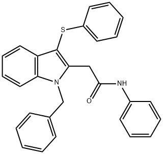 2-[1-benzyl-3-(phenylsulfanyl)-1H-indol-2-yl]-N-phenylacetamide Struktur