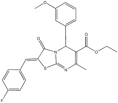 ethyl 2-(4-fluorobenzylidene)-5-(3-methoxyphenyl)-7-methyl-3-oxo-2,3-dihydro-5H-[1,3]thiazolo[3,2-a]pyrimidine-6-carboxylate Struktur