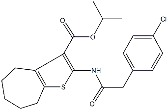 isopropyl 2-{[(4-chlorophenyl)acetyl]amino}-5,6,7,8-tetrahydro-4H-cyclohepta[b]thiophene-3-carboxylate Struktur