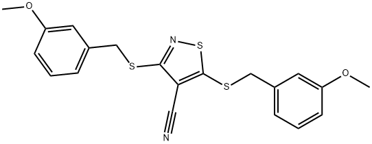 3,5-bis[(3-methoxybenzyl)sulfanyl]-4-isothiazolecarbonitrile Struktur