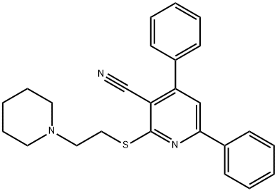 4,6-diphenyl-2-{[2-(1-piperidinyl)ethyl]sulfanyl}nicotinonitrile Structure