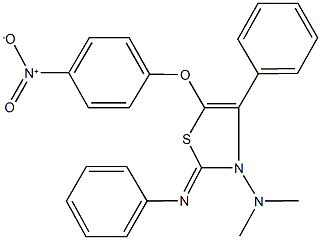 3-(dimethylamino)-5-{4-nitrophenoxy}-4-phenyl-2-(phenylimino)-2,3-dihydro-1,3-thiazole Struktur