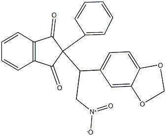 2-{1-(1,3-benzodioxol-5-yl)-2-nitroethyl}-2-phenyl-1H-indene-1,3(2H)-dione Struktur