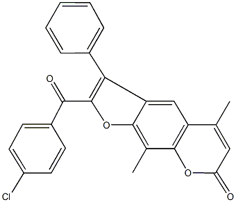 2-(4-chlorobenzoyl)-5,9-dimethyl-3-phenyl-7H-furo[3,2-g]chromen-7-one Struktur