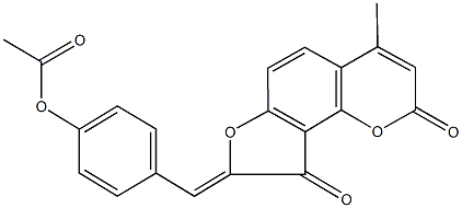 4-[(4-methyl-2,9-dioxo-2H-furo[2,3-h]chromen-8(9H)-ylidene)methyl]phenyl acetate Struktur