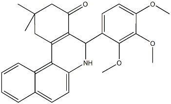 2,2-dimethyl-5-(2,3,4-trimethoxyphenyl)-2,3,5,6-tetrahydrobenzo[a]phenanthridin-4(1H)-one Struktur