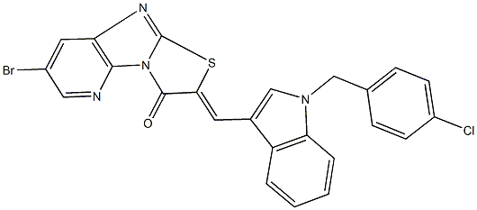 7-bromo-2-{[1-(4-chlorobenzyl)-1H-indol-3-yl]methylene}[1,3]thiazolo[2',3':2,3]imidazo[4,5-b]pyridin-3(2H)-one Struktur