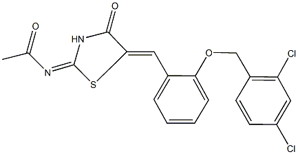 N-(5-{2-[(2,4-dichlorobenzyl)oxy]benzylidene}-4-oxo-1,3-thiazolidin-2-ylidene)acetamide Struktur